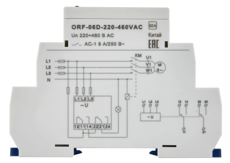 Реле фаз ORF-06D 3ф 2 конт. 220-460В AC ONI ORF-06D-220-460VAC