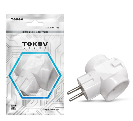 Разветвитель 3-м без заземл. 10А 250В IP20 ABS-пластик бел. TOKOV ELECTRIC TKL-S3C-C01