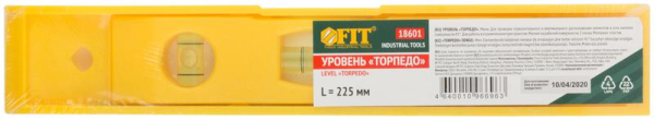 Уровень "Торпедо" пластиковый 3 глазка магнитный 225мм FIT 18601
