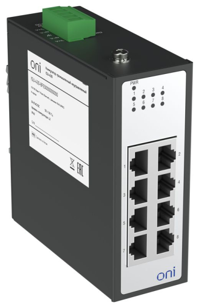 Коммутатор промышленный неуправляемый ISU-430 Ethernet 8 портов 10/100BaseT разъем RJ45 24В AC/12/24/48В DC с резервированием ONI ISU-430-8FE0000000000