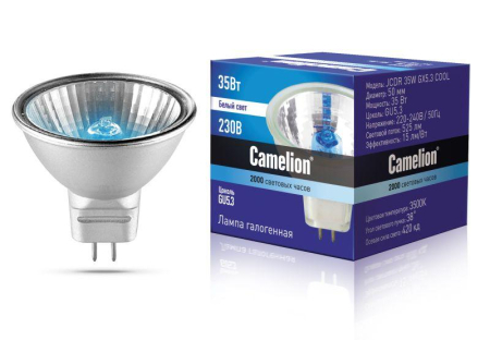 Лампа галогенная JCDR 35Вт 230В 50мм COOL с защ. стеклом Camelion 11469