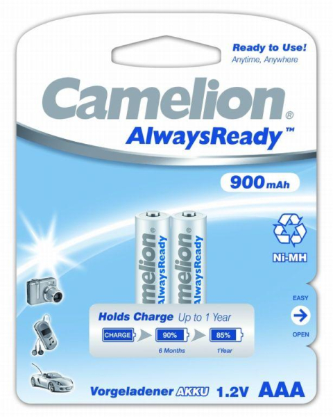 Аккумулятор AAA/R03 900мА.ч NI-Mh Always Ready BL-2 металлик (блист.2шт) Camelion 9165
