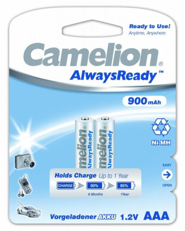 Аккумулятор AAA/R03 900мА.ч NI-Mh Always Ready BL-2 металлик (блист.2шт) Camelion 9165
