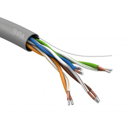 Кабель витая пара U/UTP кат.5E 4х2х24AWG solid CCA PVC Simple сер. (м) UL-4-PVC-A Эра Б0044434