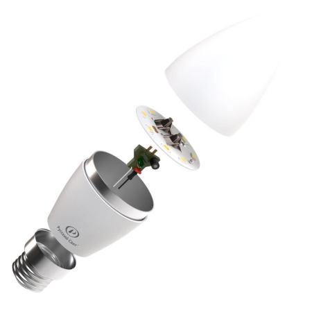 Лампа светодиодная RS LED C37 E27 6W 220-240V 6Вт свеча матовая 2700К тепл. бел. E27 600лм 220-240В Ra90 Русский Свет 15010545060