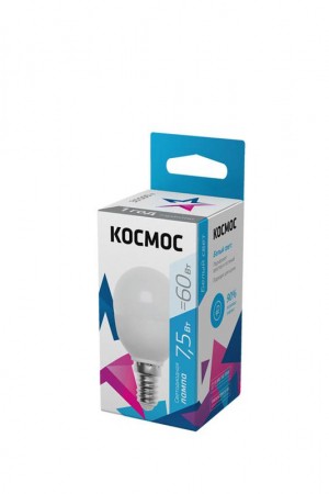 Лампа светодиодная 7.5Вт шар 4500К бел. E14 220В КОСМОС LkecLED7.5wGL45E1445