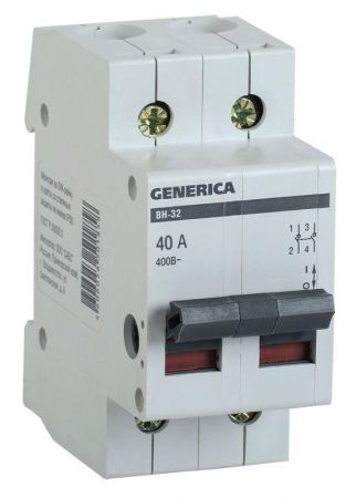 Выключатель нагрузки (мини-рубильник) 2п ВН-32 40А GENERICA IEK MNV15-2-040