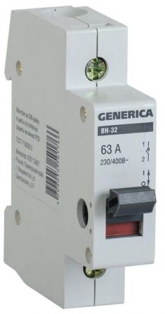 Выключатель нагрузки (мини-рубильник) 1п ВН-32 63А GENERICA IEK MNV15-1-063