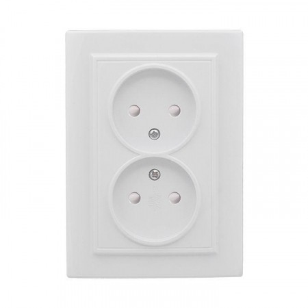Розетка 2-м СП Минск 10А IP20 без заземл. защ. шторки бел. Basic EKF ERR10-102-100