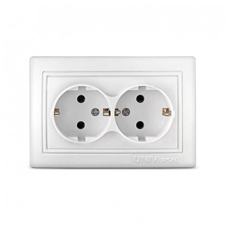 Розетка 2-м СП Севиль 16А IP20 с заземл. бел. UNIVersal С0128