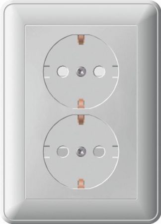 Розетка 2-м СП W59 16А IP20 с заземл. защ. шторки в сборе бел. SE RS16-255-18