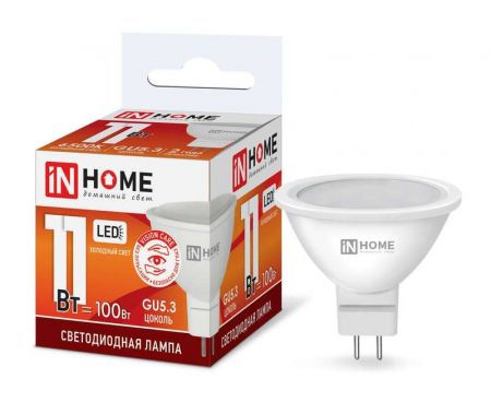 Лампа светодиодная LED-JCDR-VC 11Вт рефлектор 6500К холод. бел. GU5.3 990лм 230В IN HOME 4690612024745