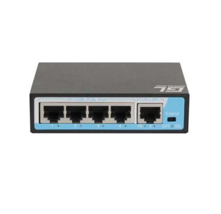 Коммутатор неуправляемый 4 PoE (802.3af) порта 10/100Мбит/с до 250 метров cat6 1Upl 60W GIGALINK GL-SW-F005-04P