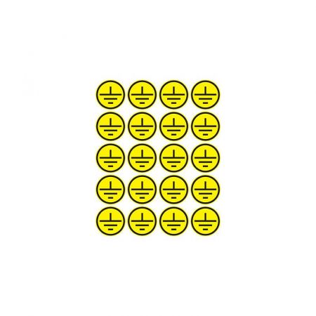 Наклейка знак электробезопасности "Заземление" d20мм (20шт на листе) Rexant 56-0010