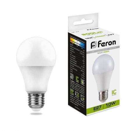 Лампа светодиодная Feron LB-92 Шар E27 10W 4000K 25458
