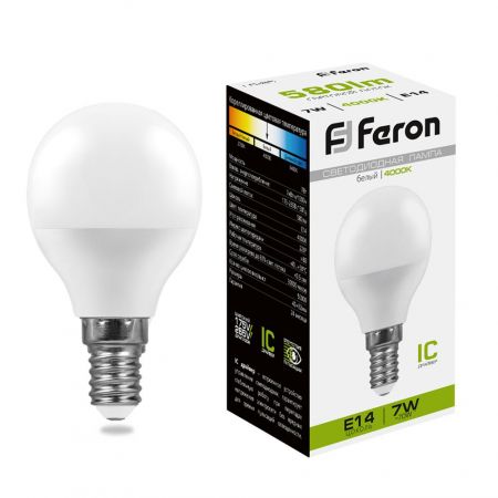Лампа светодиодная Feron LB-95 Шарик E14 7W 4000K 25479