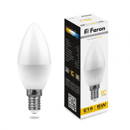 Лампа светодиодная Feron LB-72 Свеча E14 5W 2700K 25400