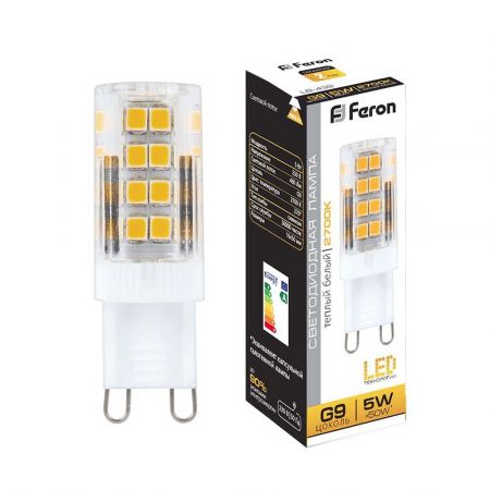 Лампа светодиодная Feron LB-432 G9 5W 2700K 25769