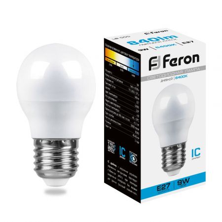 Лампа светодиодная Feron LB-550 Шарик E27 9W 6400K 25806