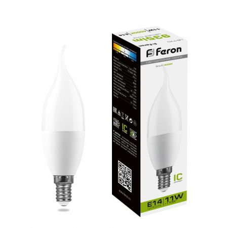 Лампа светодиодная Feron LB-770 Свеча на ветру E14 11W 4000K 25940