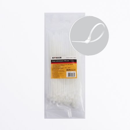 Хомут нейлоновый STEKKER NYCT25-150 2,5x150 мм, d пучка max 35 мм, нагрузка 8 кг, белый, упаковка 100 шт 32773