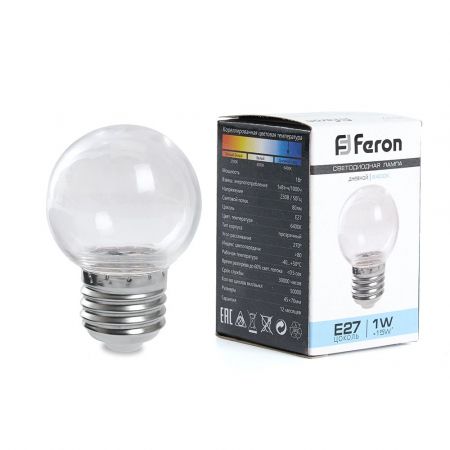Лампа светодиодная Feron LB-371 Шар E27 3W 2700K прозрачный 38121