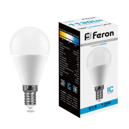 Лампа светодиодная Feron LB-950 Шарик E14 13W 6400K 38103