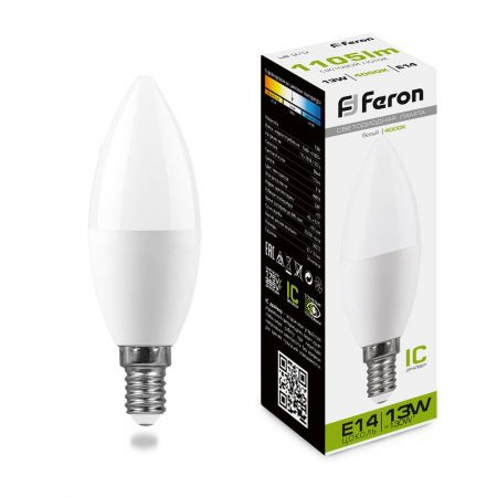 Лампа светодиодная Feron LB-970 Свеча E14 13W 4000K 38108