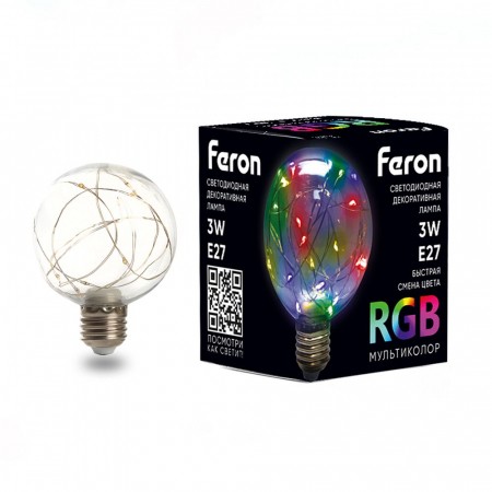 Лампа светодиодная Feron LB-381 E27 3W RGB 41676