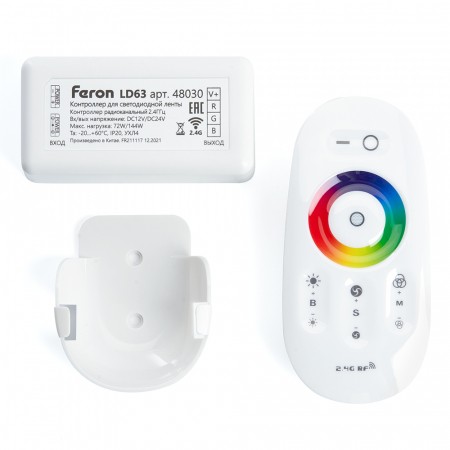 Контроллер RGB для светодиодной ленты с П/У белый, 12-24V, LD63 48030