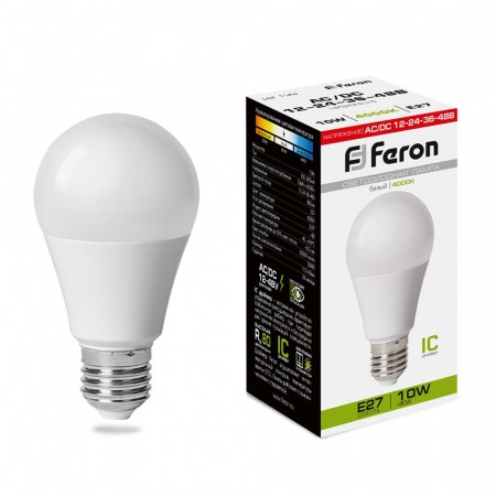 Лампа светодиодная низковольтная Feron LB-192 Шар E27 10W 4000K 38265