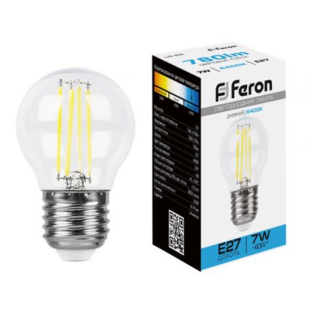 Лампа светодиодная Feron LB-52 Шарик E27 7W 6400K 38222