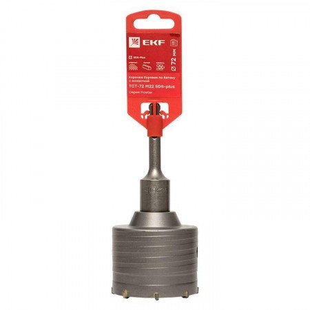 Коронка буровая по бетону с оснасткой TCT-72 М22 SDS-plus Master EKF tct-72-m22