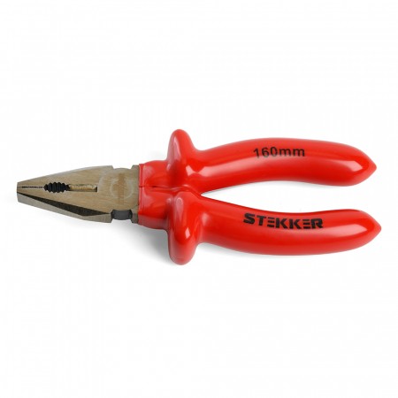 Плоскогубцы комбинированные диэлектрические STEKKER,  160мм, Cr-V, PLE1-160-S 39776