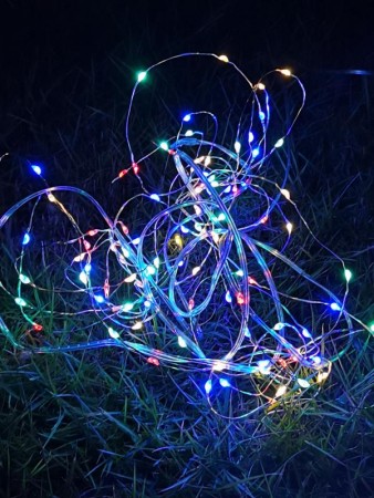 Гирлянда светодиодная "Разноцветные нити" 100LED 7м (4м+3м) мультиколор на солнечной батарее аккумулятор AA NI-MH 600мАч IP44 КОСМОС KOC_SOL196