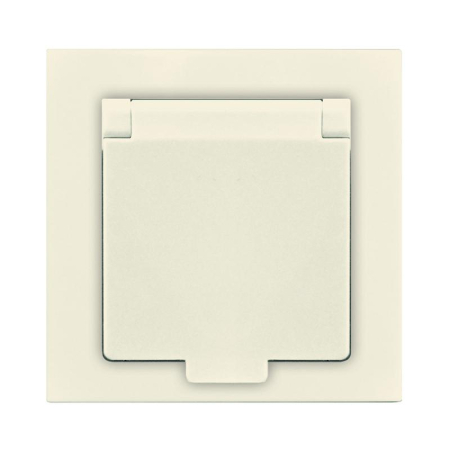 Розетка 1-м СП Афина 16А IP20 с заземл. с крышкой в сборе сл. кость (ivory) Universal A0029-I