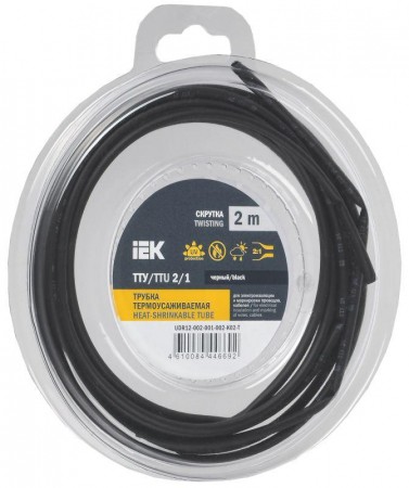 Трубка термоусадочная ТТУ нг-LS 2/1 черн. (уп.2м) IEK UDR12-002-001-002-K02-T