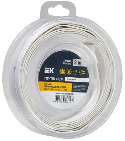 Трубка термоусадочная ТТУ нг-LS 12/6 бел. (уп.2м) IEK UDR12-012-006-002-K01-T