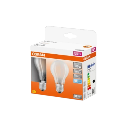 7W/840 (=60W) E27 230V Матовая   (Экопак 2шт) - Светодиодная лампа филаментная LED Star OSRAM
