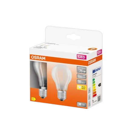 7.5W/827 (=75W) E27 230V Матовая   (Экопак 2шт) - Светодиодная лампа филаментная LED Star OSRAM