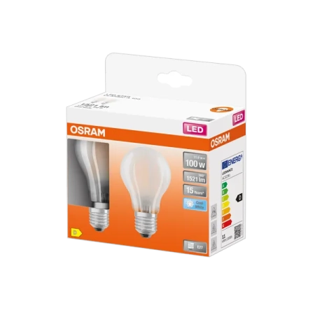 10W/840 (=100W) E27 230V Матовая  (Экопак 2шт) - Светодиодная лампа филаментная LED Star OSRAM