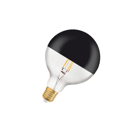 7W/2700K (=55W) E27  GLOBE125/FILAMENT/MIRROR BLACK  178x125мм - Светодиодная филаментная лампа Глоб OSRAM Vintage 1906 LED